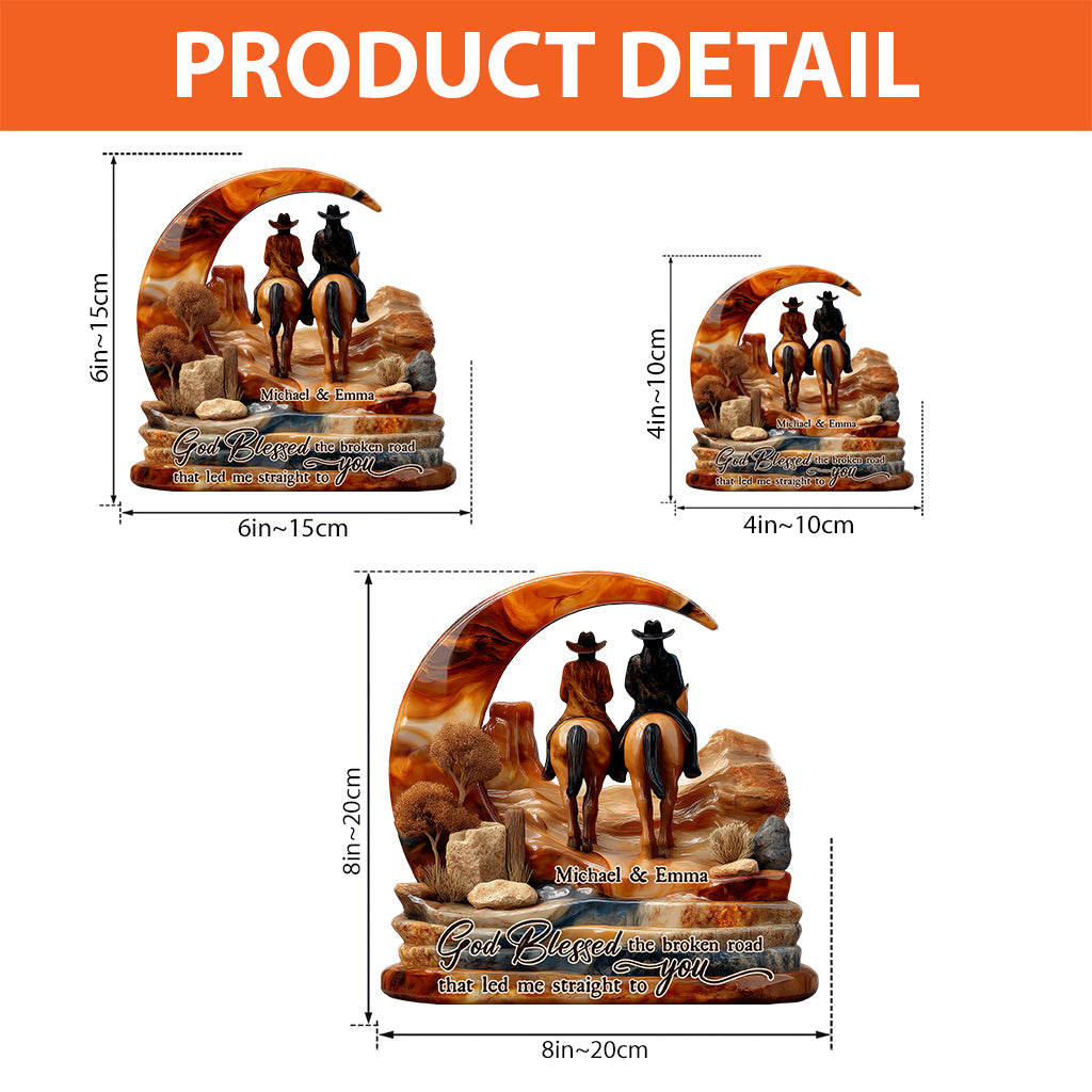 Du und ich, wir schaffen das – personalisierte Acrylplakette in Cowgirl-Form