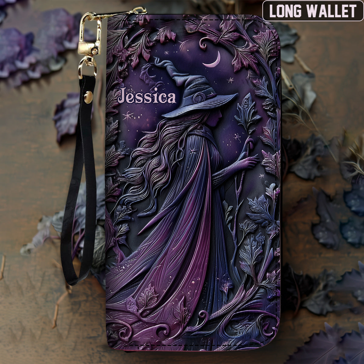 Purple Witch - Personalized Witch Leather Long Wallet