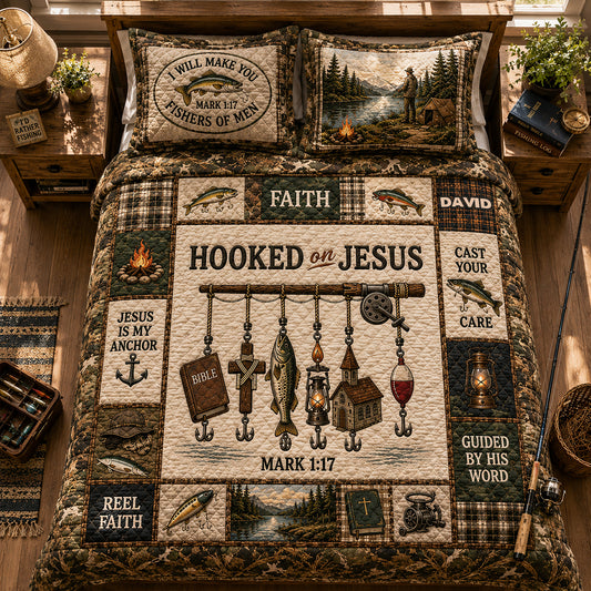 Geschenk für Angelliebhaber, Hooked On Jesus - Personalisierte Angeldecke