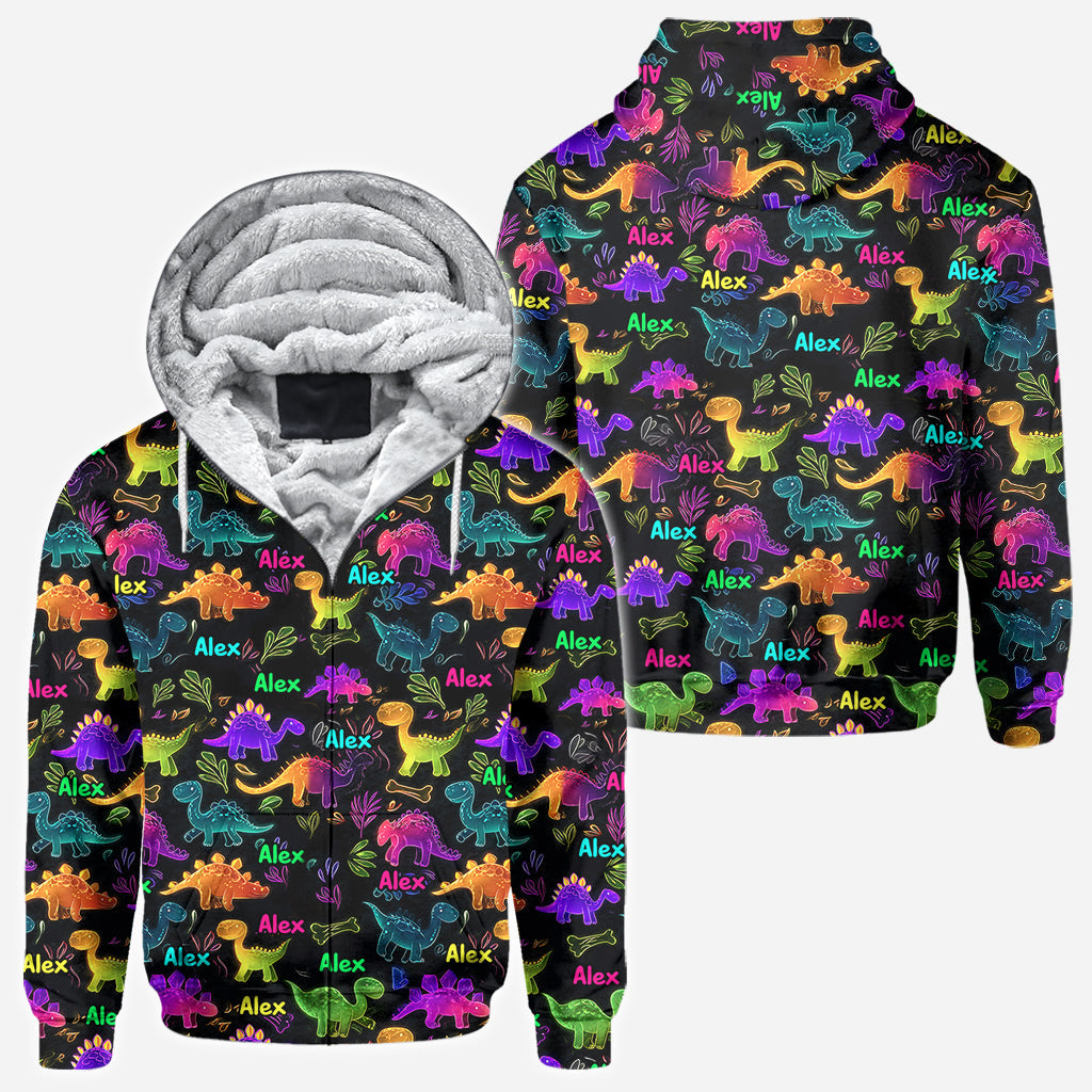 Dinosaurier-Shirt – perfekt für Kinder, die draußen unterwegs sein wollen – personalisiertes Kinder-T-Shirt mit Allover-Print