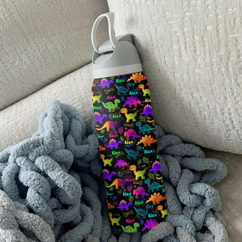 Dinosaurier-Trinkgefäß für Kinder – Personalisierte 2-in-1-Trinkflasche mit Ausgießer