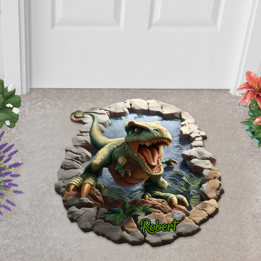 Dino World – Personalisierte Fußmatte/Teppich in Kinderform