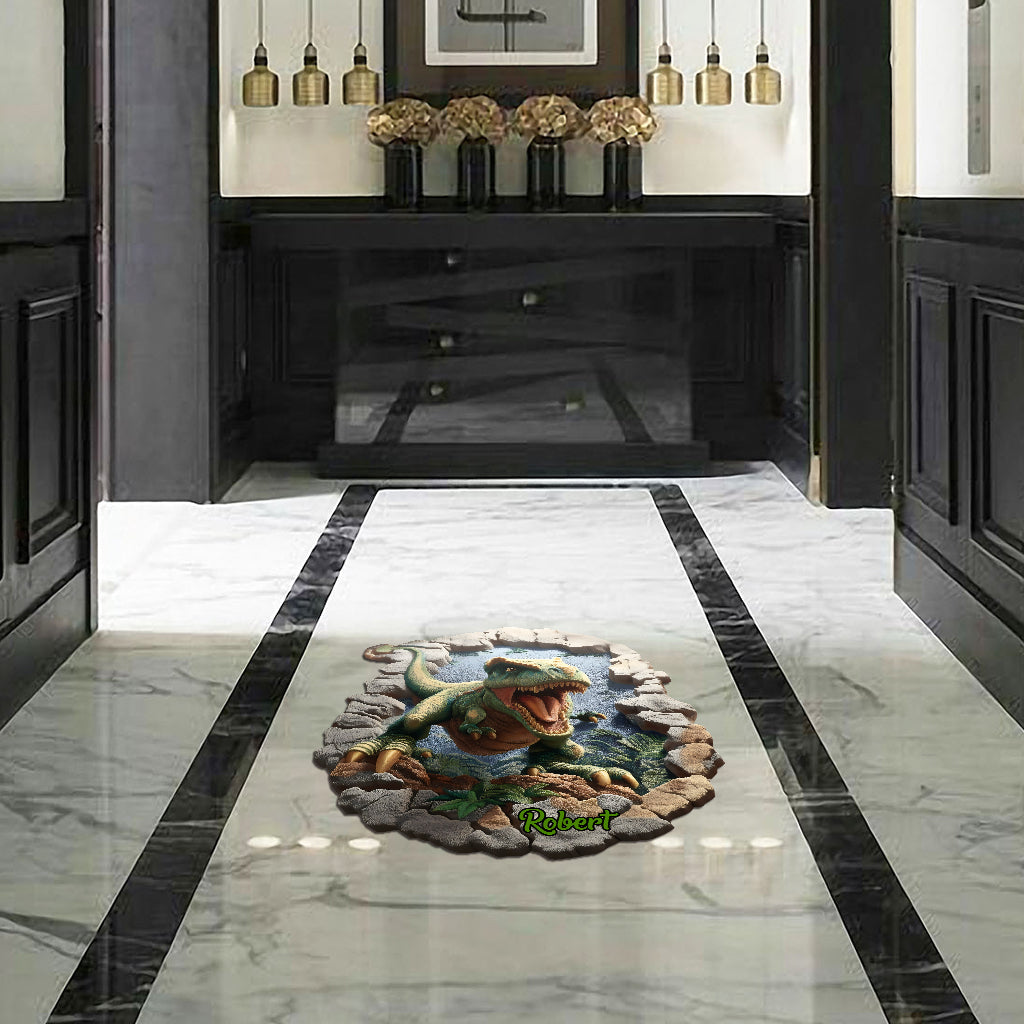 Dino World – Personalisierte Fußmatte/Teppich in Kinderform