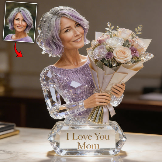 Mom Grandma And Flower Bouquet - Personalized Mother Custom Shaped Acrylic Plaque