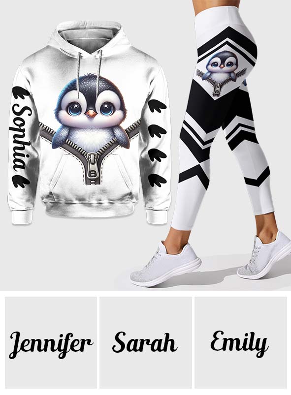 Niedlicher Pinguin – Personalisierter Hoodie und Leggings für Pinguinliebhaber