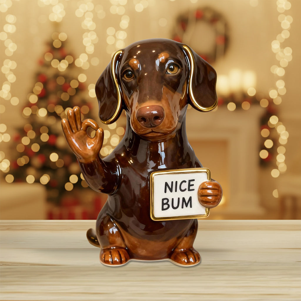 Schöner Po – Personalisierte Acrylplakette in Hundeform