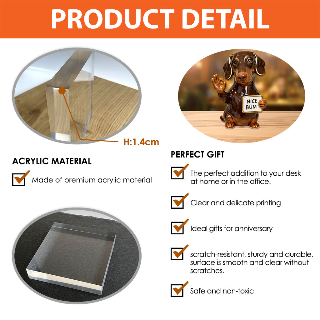 Schöner Po – Personalisierte Acrylplakette in Hundeform