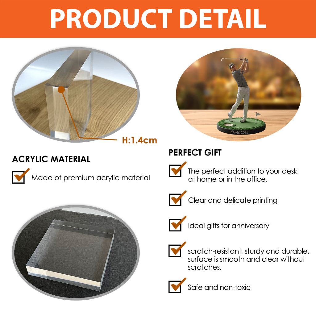 Individuell gestaltete Golf-Acrylplakette nach Foto – personalisierte Golf-Plakette in Sonderform