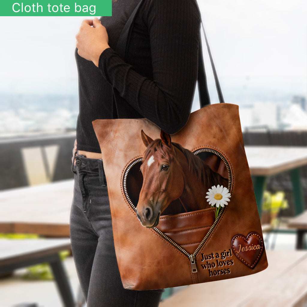 Just A Girl Who Loves Horses - Personalized Horse Tote Bag