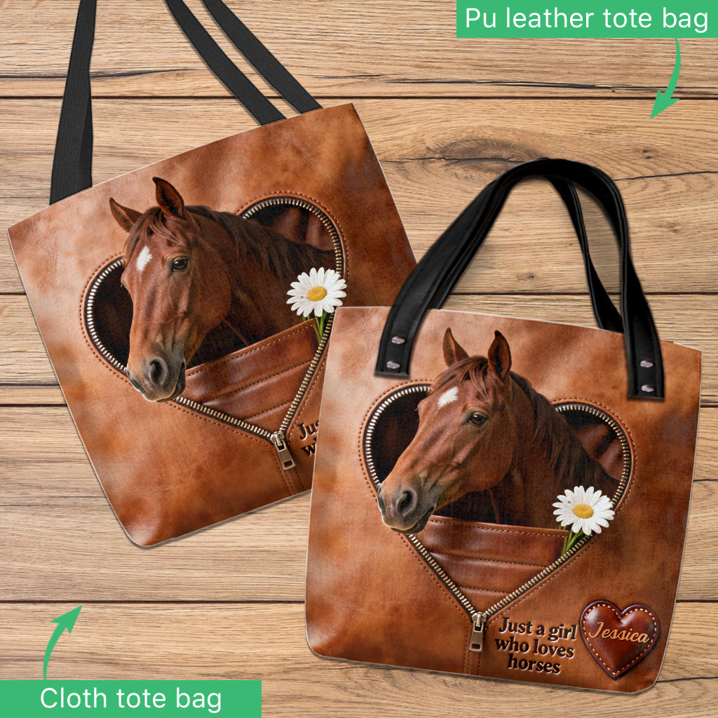 Just A Girl Who Loves Horses - Personalized Horse Tote Bag