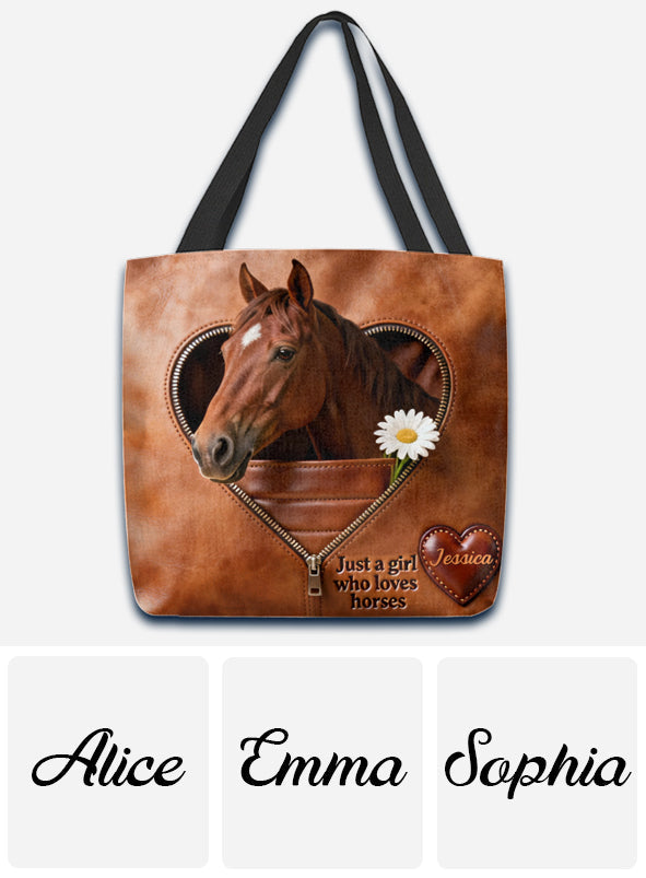 Just A Girl Who Loves Horses - Personalized Horse Tote Bag