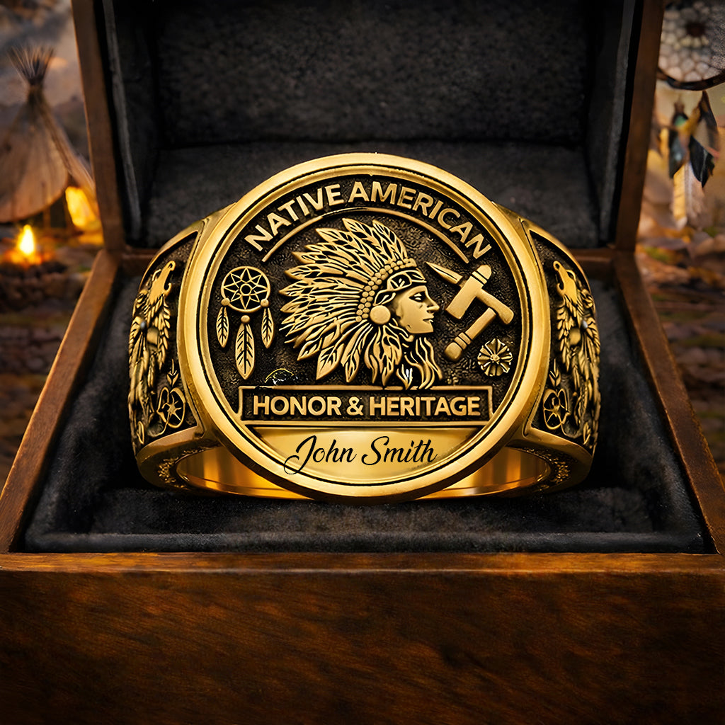 Stolz der Ureinwohner, Indianer – Personalisierter Siegelring der amerikanischen Ureinwohner