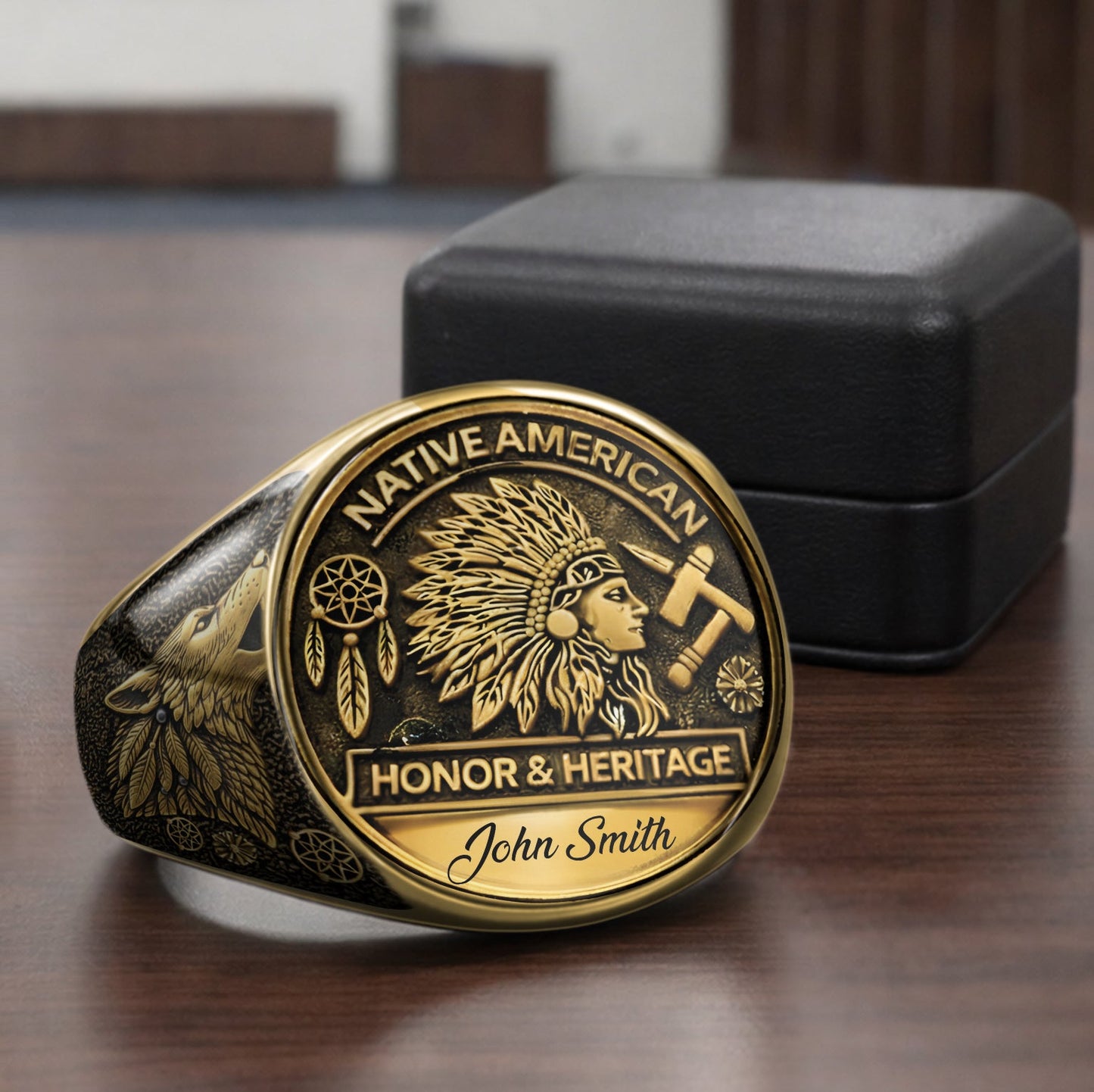 Stolz der Ureinwohner, Indianer – Personalisierter Siegelring der amerikanischen Ureinwohner
