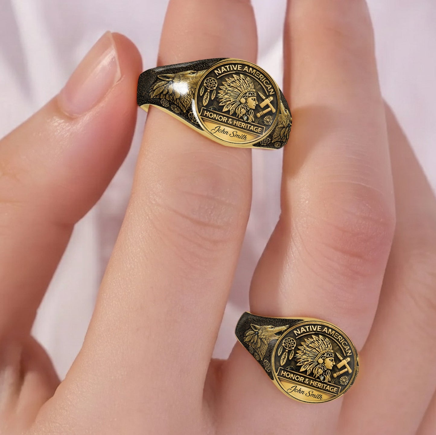 Stolz der Ureinwohner, Indianer – Personalisierter Siegelring der amerikanischen Ureinwohner