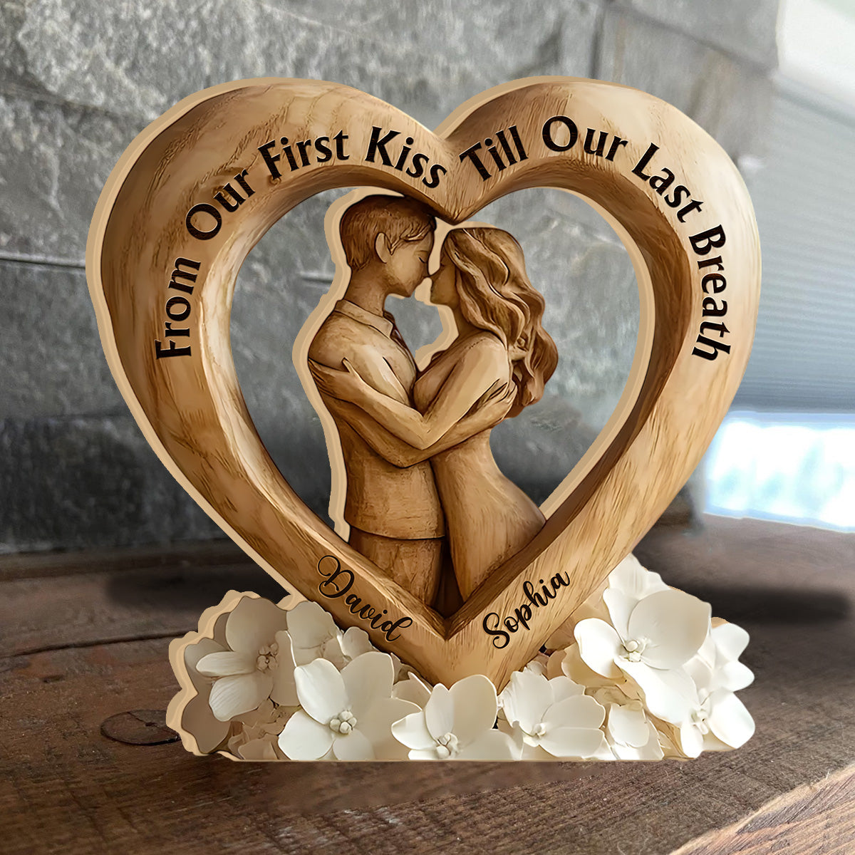 From Our First Kiss Till Our Last Breath - Personalized Couple Custom Shaped Acrylic Plaque