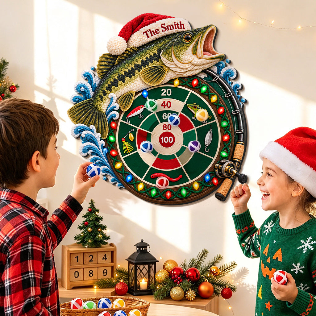 Fishing’s Merry Game Night - Personalized Fishing Sticky Ball Dart Board Set