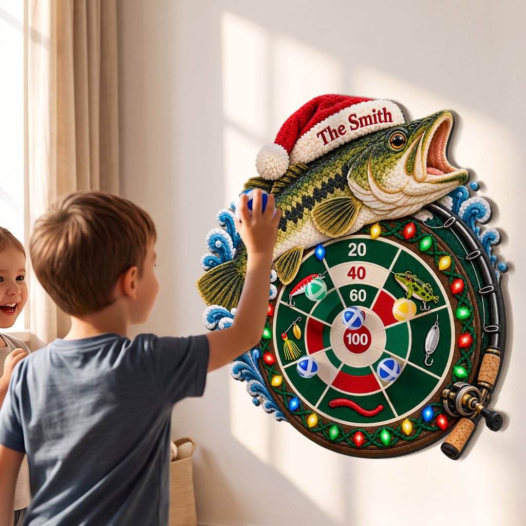 Fishing’s Merry Game Night - Personalized Fishing Sticky Ball Dart Board Set