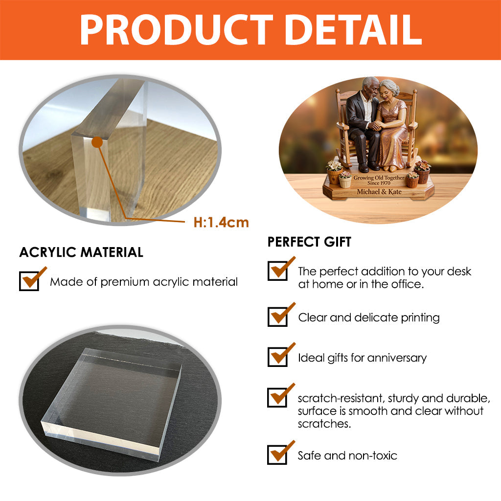 Gemeinsam alt werden – Personalisierte Acrylplakette in individueller Form für Paare