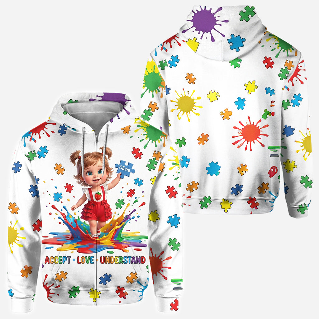 Accept Love Understand Autism Awareness Kids - Personalized Autism Awareness All Over Shirt