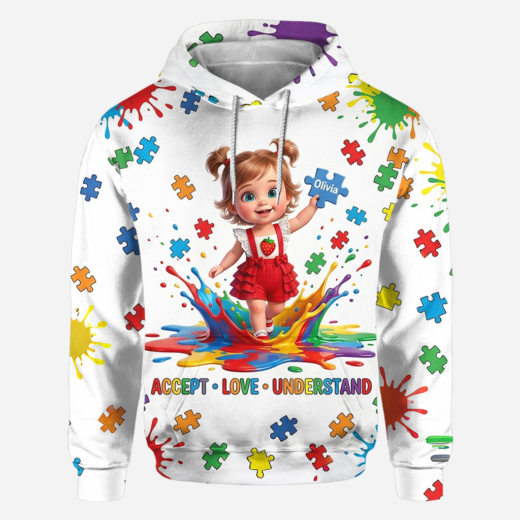 Accept Love Understand Autism Awareness Kids - Personalized Autism Awareness All Over Shirt