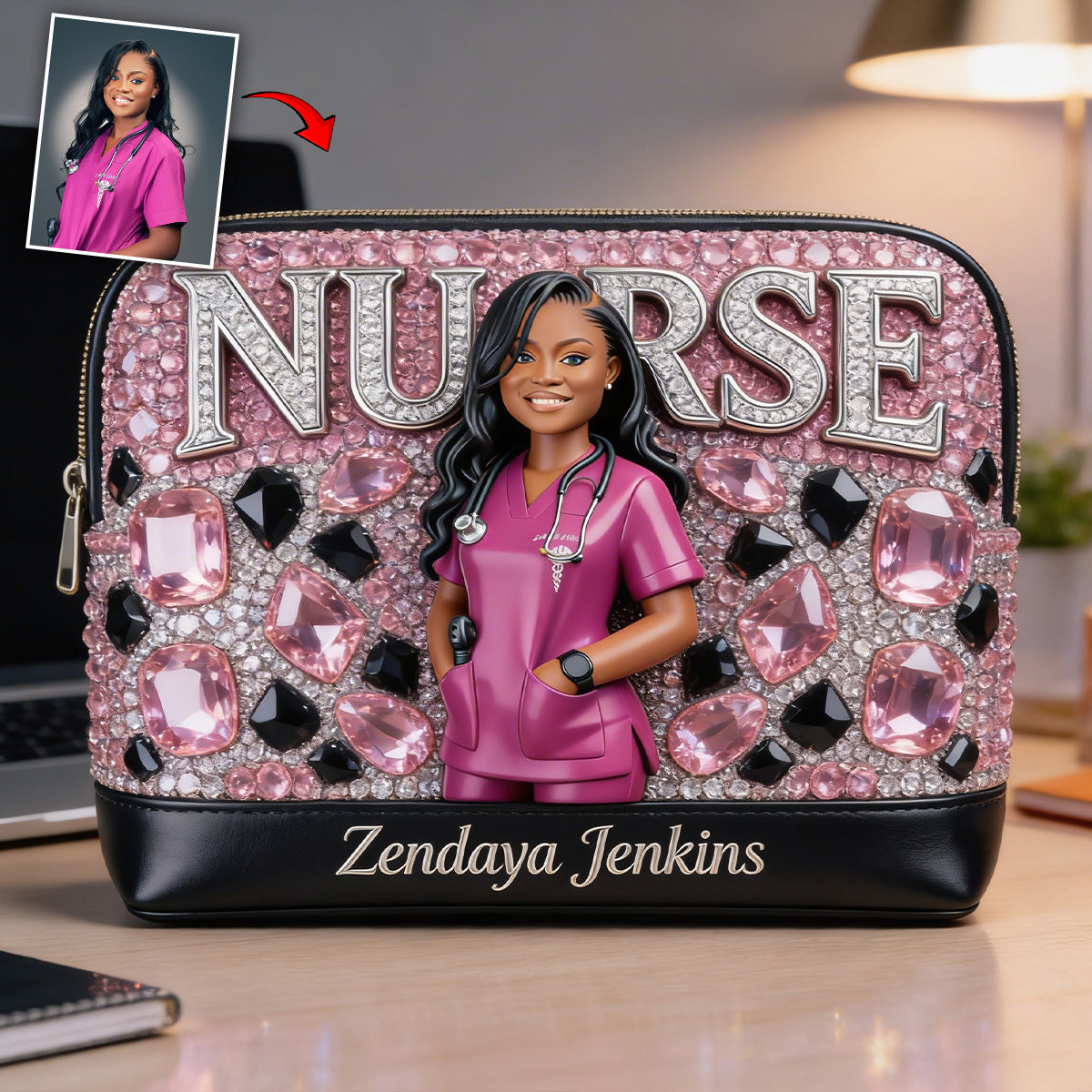 Jeder Titel, jedes Foto - Personalisierte Make-up-Tasche für Krankenschwestern