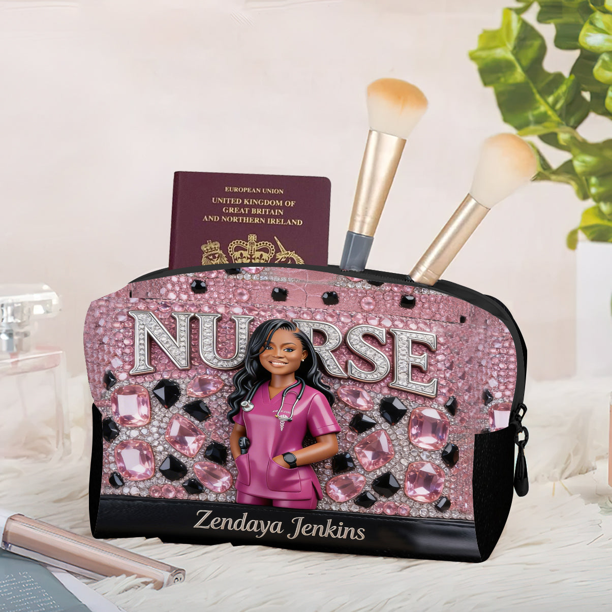 Jeder Titel, jedes Foto - Personalisierte Make-up-Tasche für Krankenschwestern
