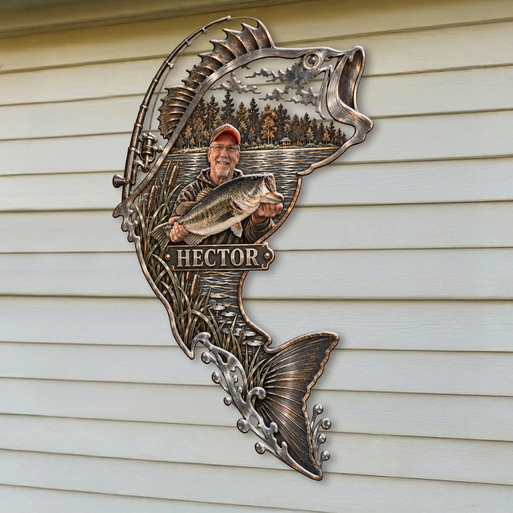 Love Fishing - Personalized Fishing 3D Printed Cut Metal Sign