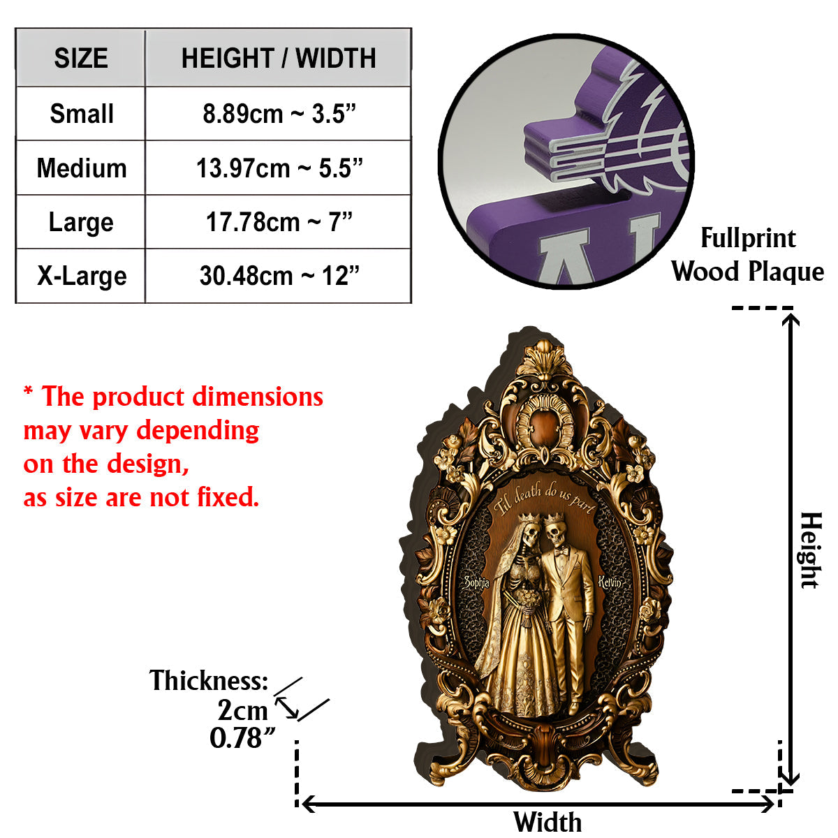 Til Death Do Us Part - Personalized Couple Custom Shaped Wood Plaque