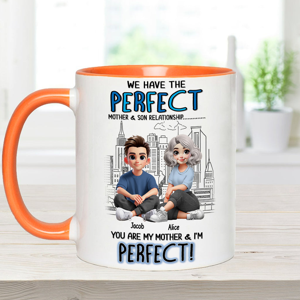 Mutter-Sohn-/Tochter-Beziehung – Personalisierte Tasse mit Muttermotiv