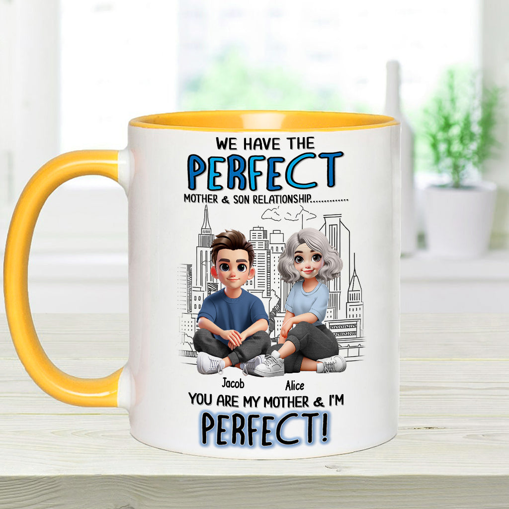 Mutter-Sohn-/Tochter-Beziehung – Personalisierte Tasse mit Muttermotiv
