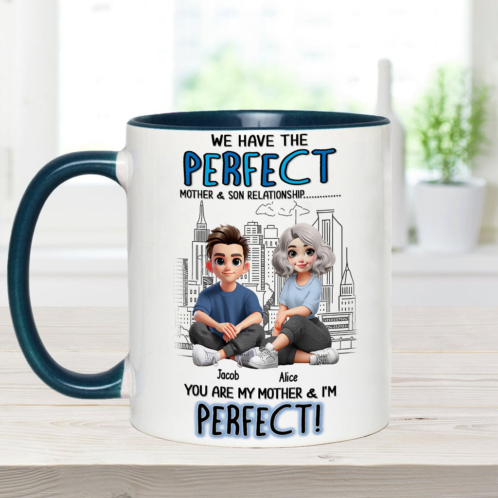 Mutter-Sohn-/Tochter-Beziehung – Personalisierte Tasse mit Muttermotiv