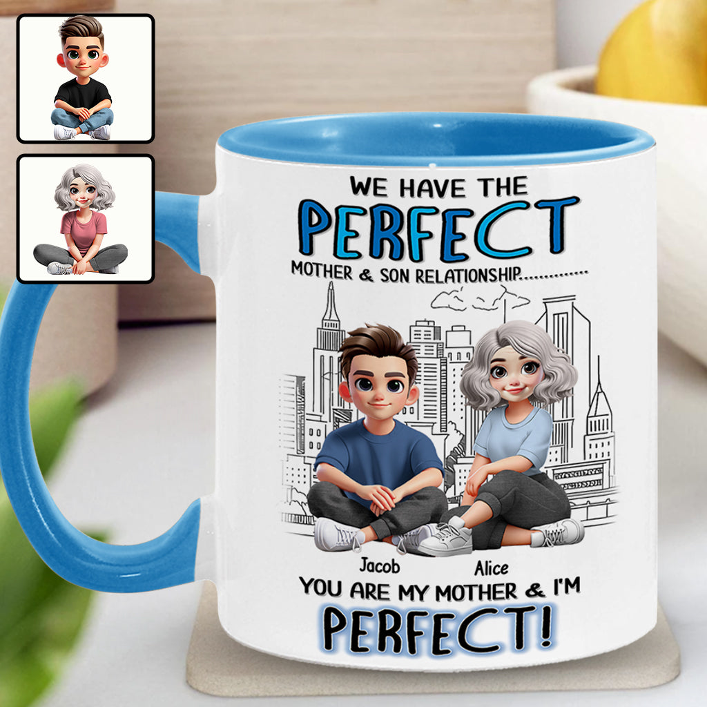 Mutter-Sohn-/Tochter-Beziehung – Personalisierte Tasse mit Muttermotiv