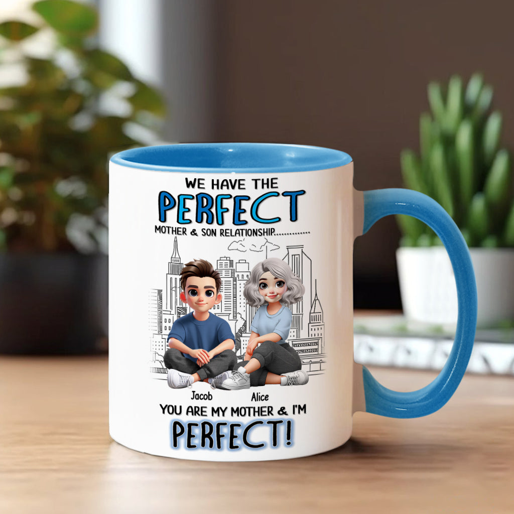 Mutter-Sohn-/Tochter-Beziehung – Personalisierte Tasse mit Muttermotiv