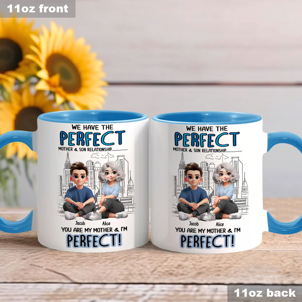 Mutter-Sohn-/Tochter-Beziehung – Personalisierte Tasse mit Muttermotiv