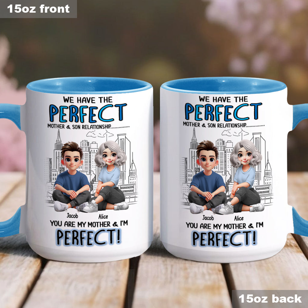 Mutter-Sohn-/Tochter-Beziehung – Personalisierte Tasse mit Muttermotiv
