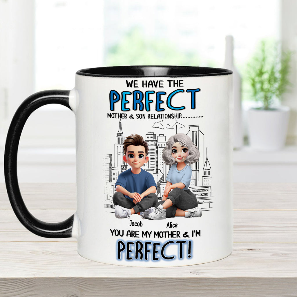 Mutter-Sohn-/Tochter-Beziehung – Personalisierte Tasse mit Muttermotiv