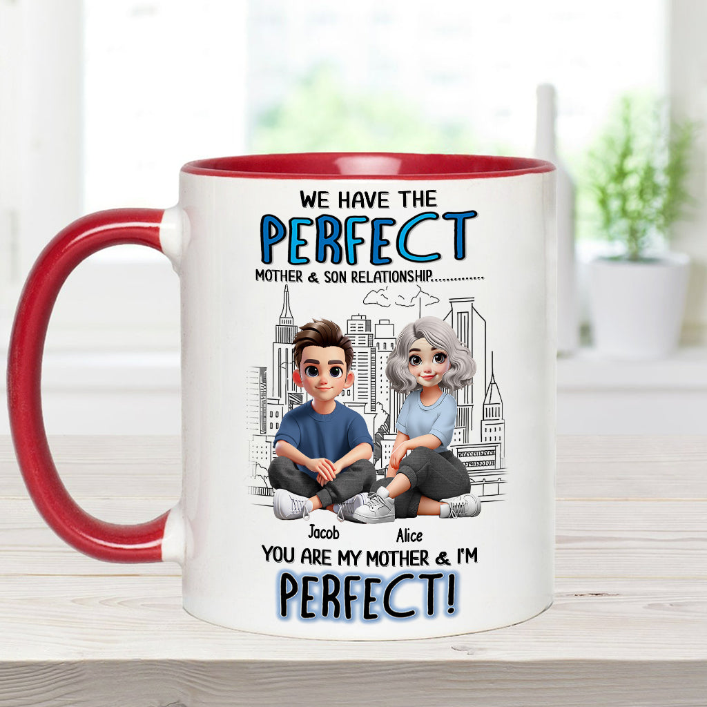 Mutter-Sohn-/Tochter-Beziehung – Personalisierte Tasse mit Muttermotiv