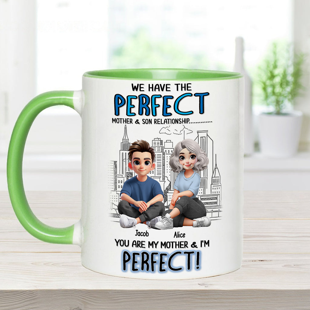 Mutter-Sohn-/Tochter-Beziehung – Personalisierte Tasse mit Muttermotiv