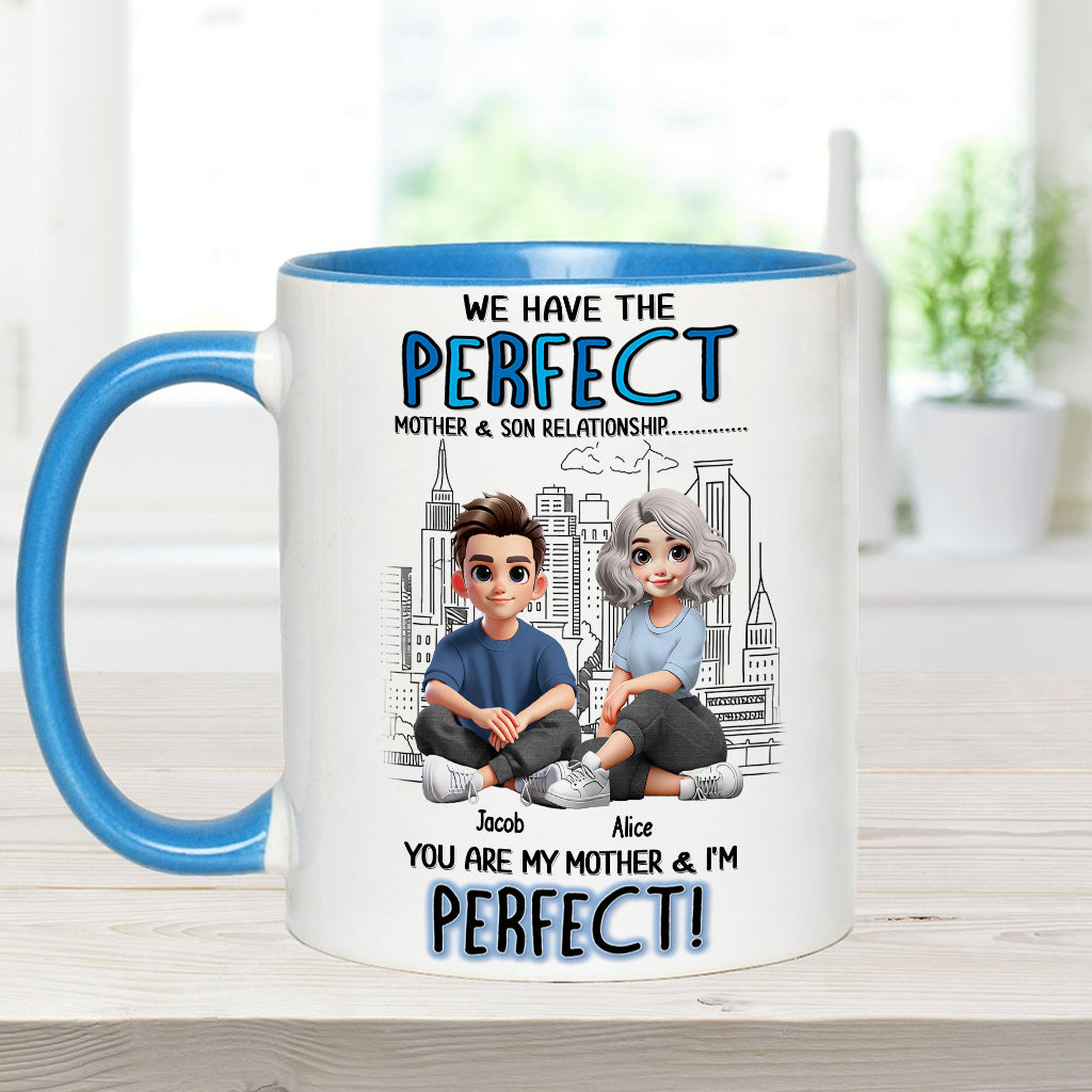 Mutter-Sohn-/Tochter-Beziehung – Personalisierte Tasse mit Muttermotiv