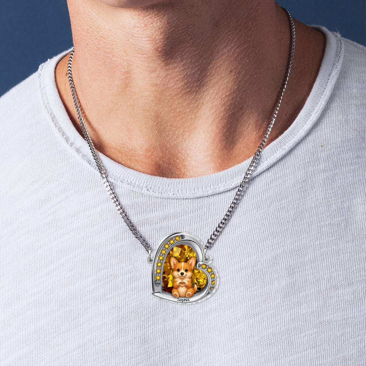 Puppy/ Kitty Makes Heart Hands - Personalized Dog Custom Shaped Pendant Necklace