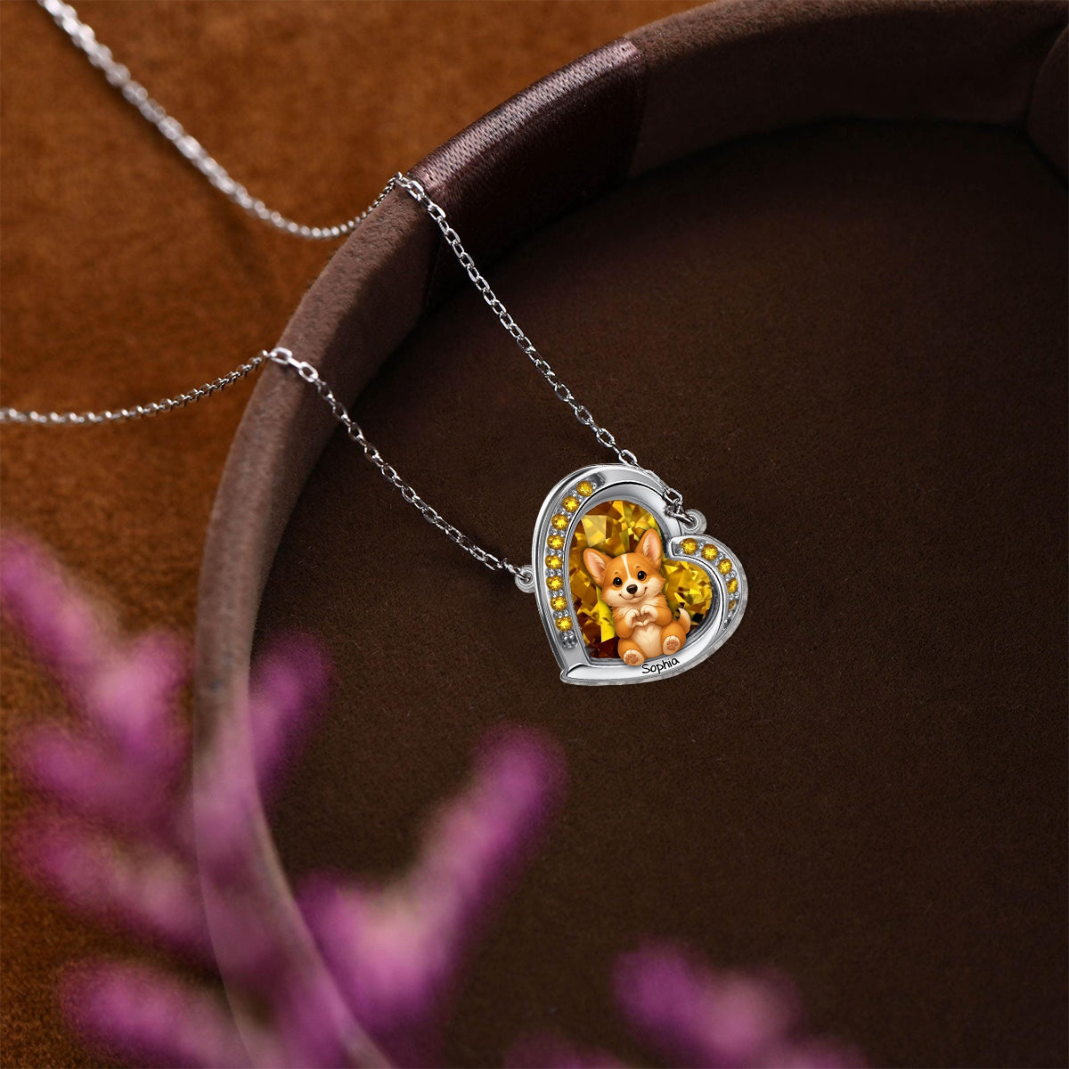 Puppy/ Kitty Makes Heart Hands - Personalized Dog Custom Shaped Pendant Necklace