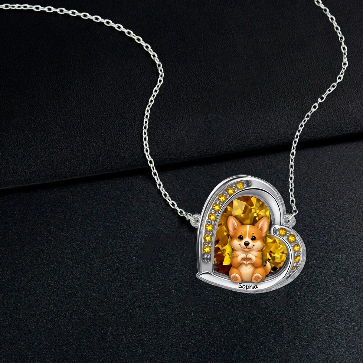 Puppy/ Kitty Makes Heart Hands - Personalized Dog Custom Shaped Pendant Necklace