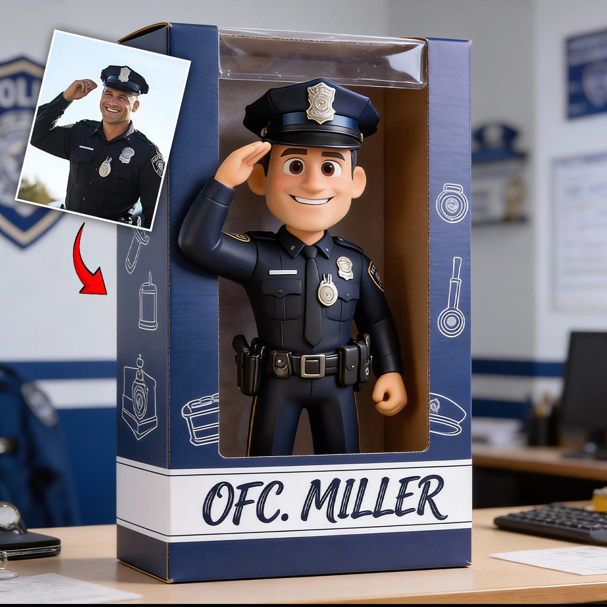 Geschenke für Polizisten – Personalisierte Acrylplakette in individueller Form für Polizeibeamte