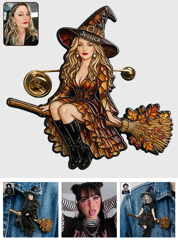 Halloween Vibes - Personalized Witch 3D Embossed Enamel Pin