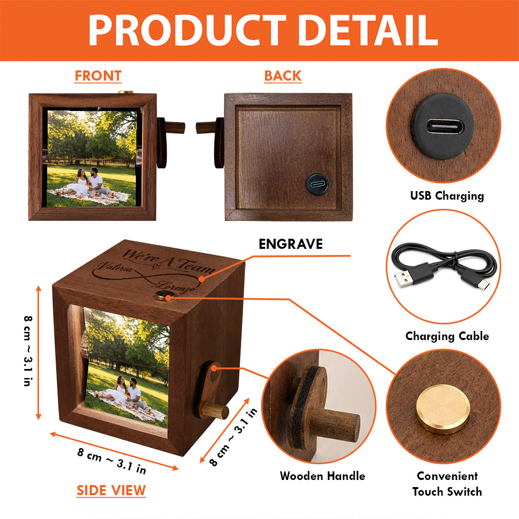 Couple Photo Keepsake Box - Personalized Couple Engraved Flipbook Animation Box