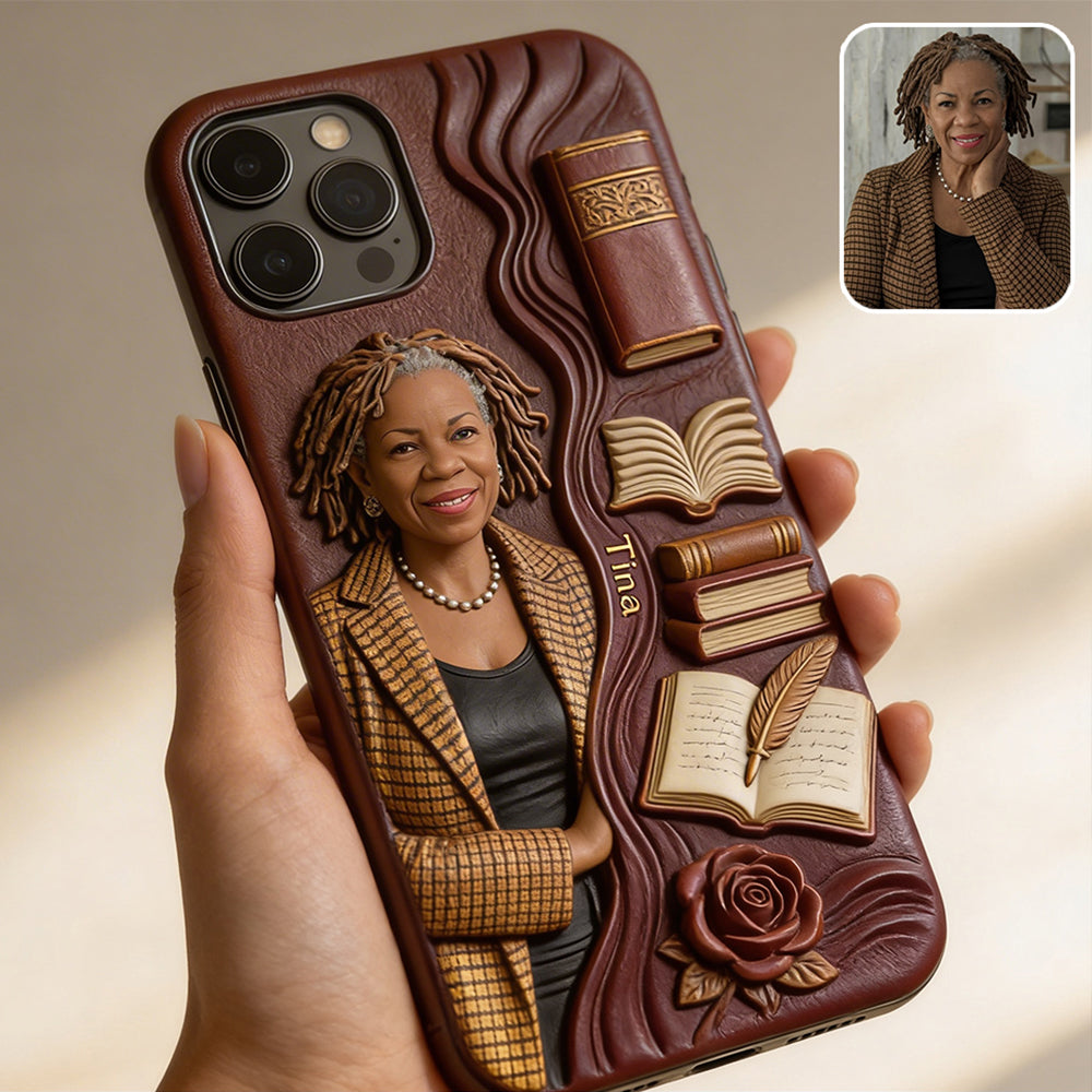 Custom Any Photo Love Books - Personalized Book 3D Embossed Leather Phone Case