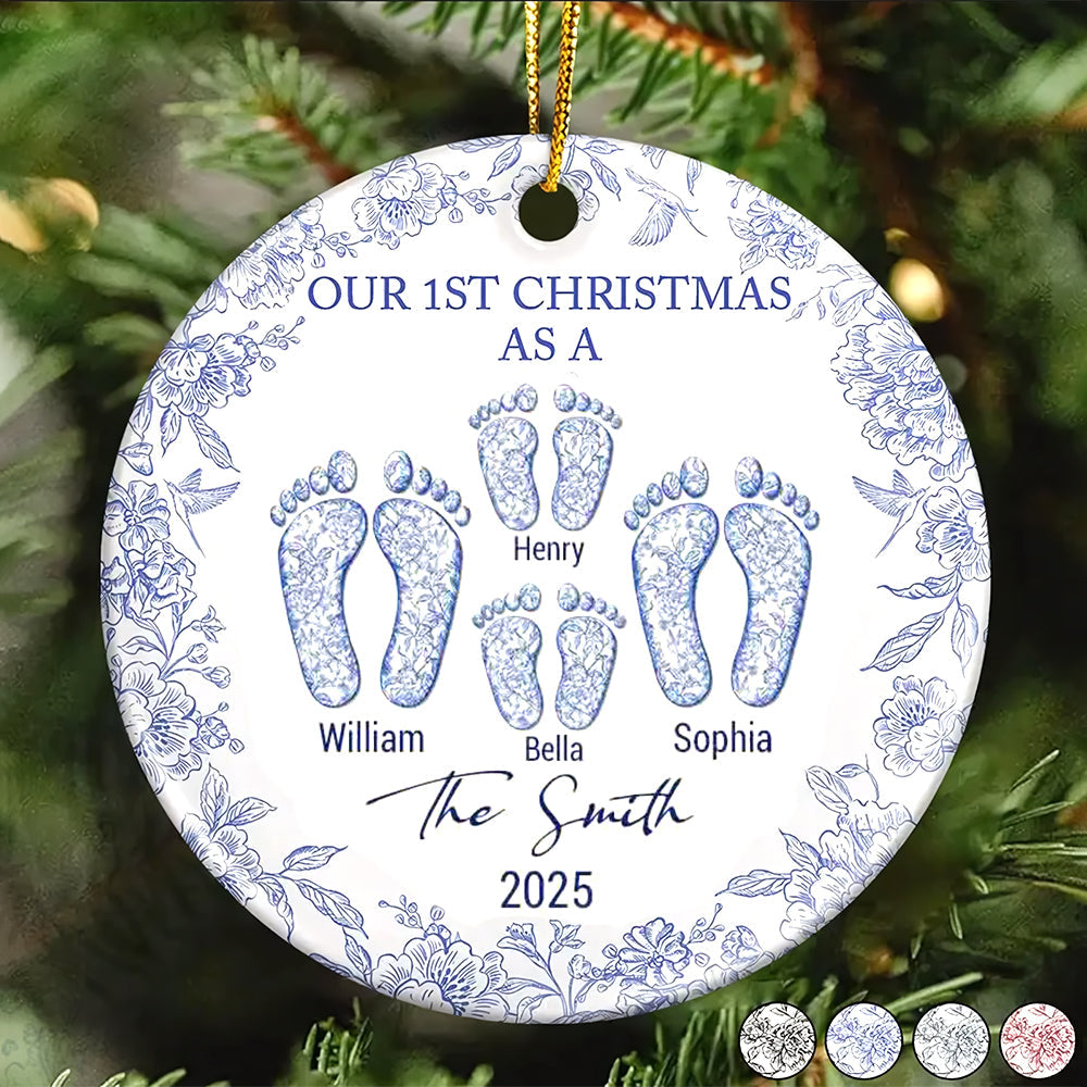 Unser erstes Weihnachten – Personalisierter Keramikkreis als Familienornament