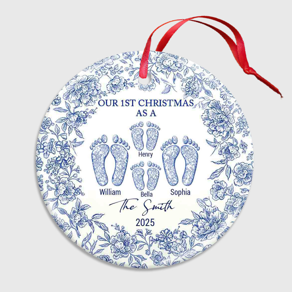 Unser erstes Weihnachten – Personalisierter Keramikkreis als Familienornament