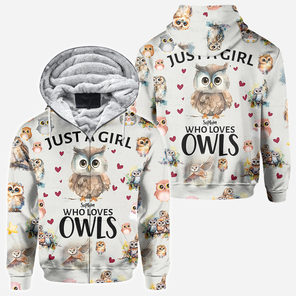 Just A Girl Who Loves Owls - Personalized Owl All Over Shirt