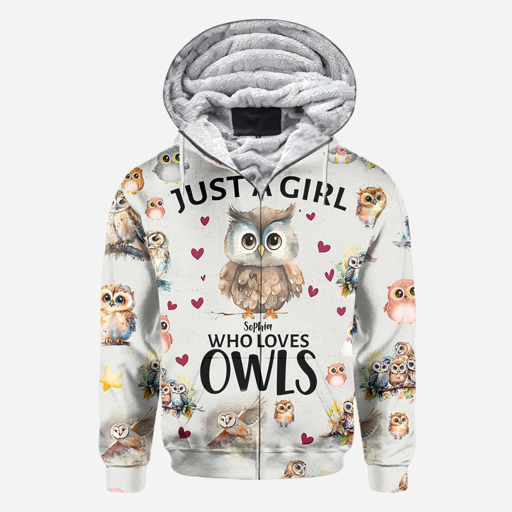 Just A Girl Who Loves Owls - Personalized Owl All Over Shirt
